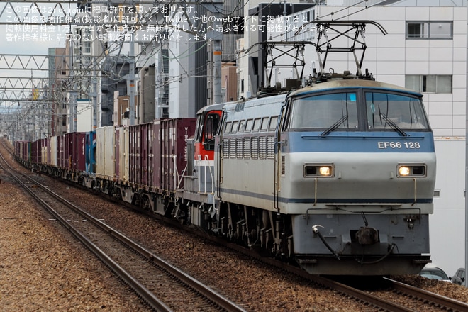 【JR貨】DE10-1557が愛知機関区から西へをさくら夙川駅で撮影した写真