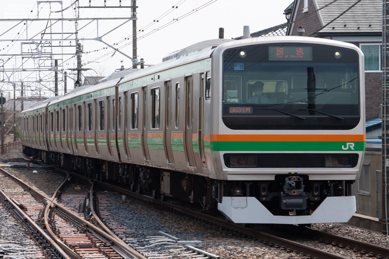 【JR東】E231系ヤマU18編成大宮総合車両センター出場回送の拡大写真