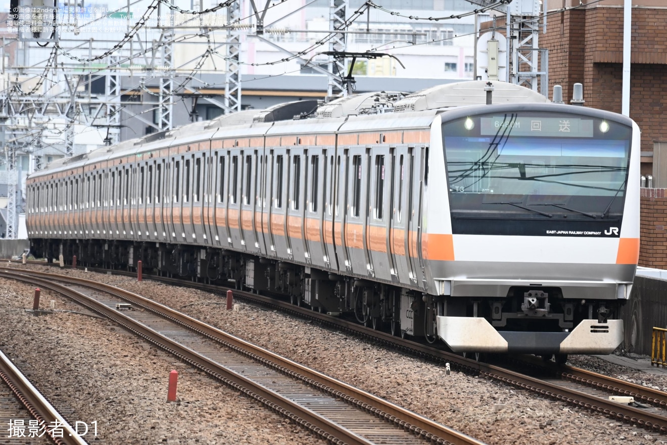 【JR東】E233系T3編成東京総合車両センター入場回送の拡大写真