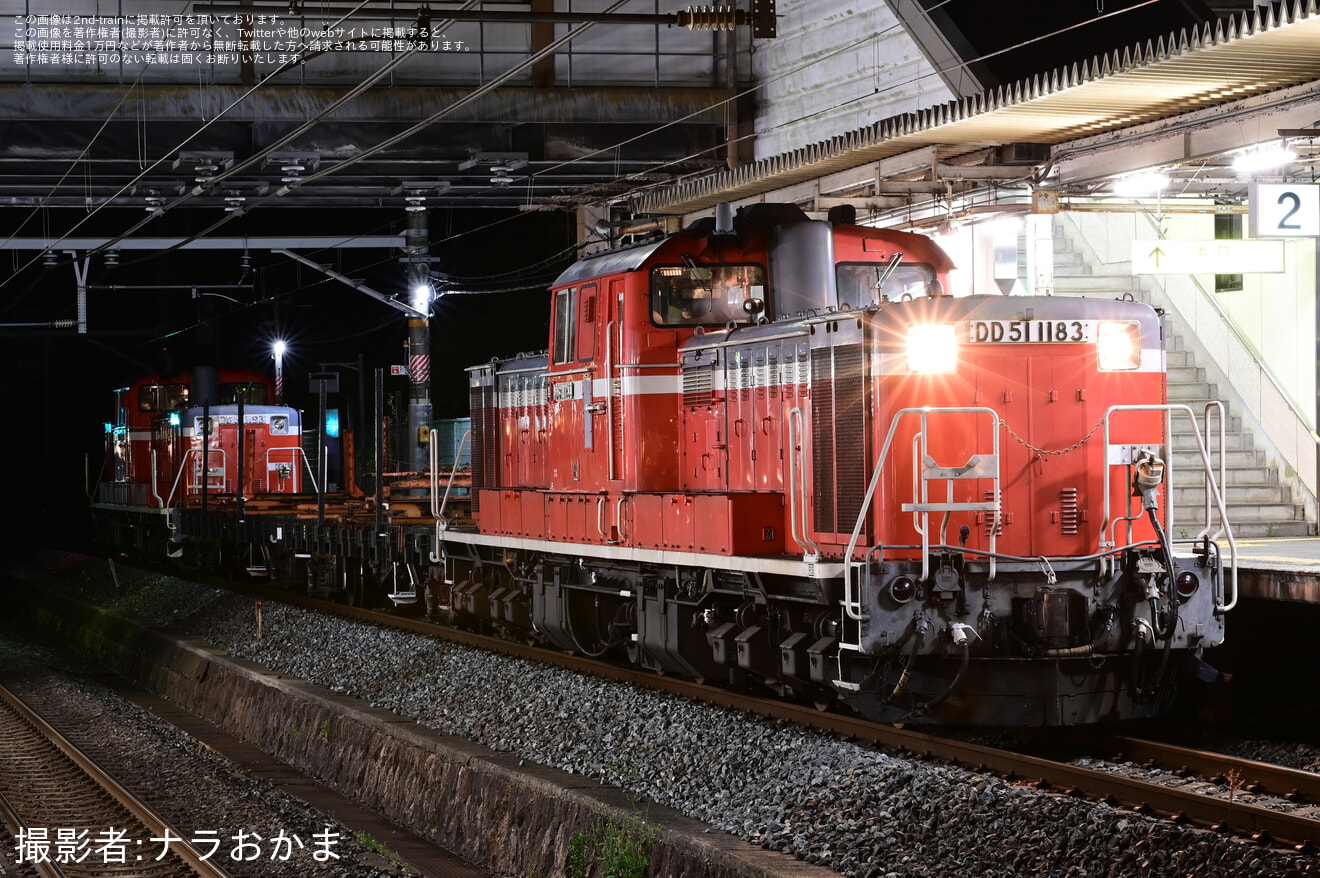 【JR西】DD51-1183とDD51-1193牽引の伊賀上野工臨の拡大写真
