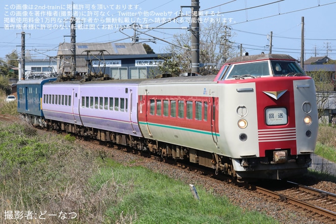 【JR西】スーパーやくも色381系モハユニットとクハ381-109が後藤総合車両所本所へ回送