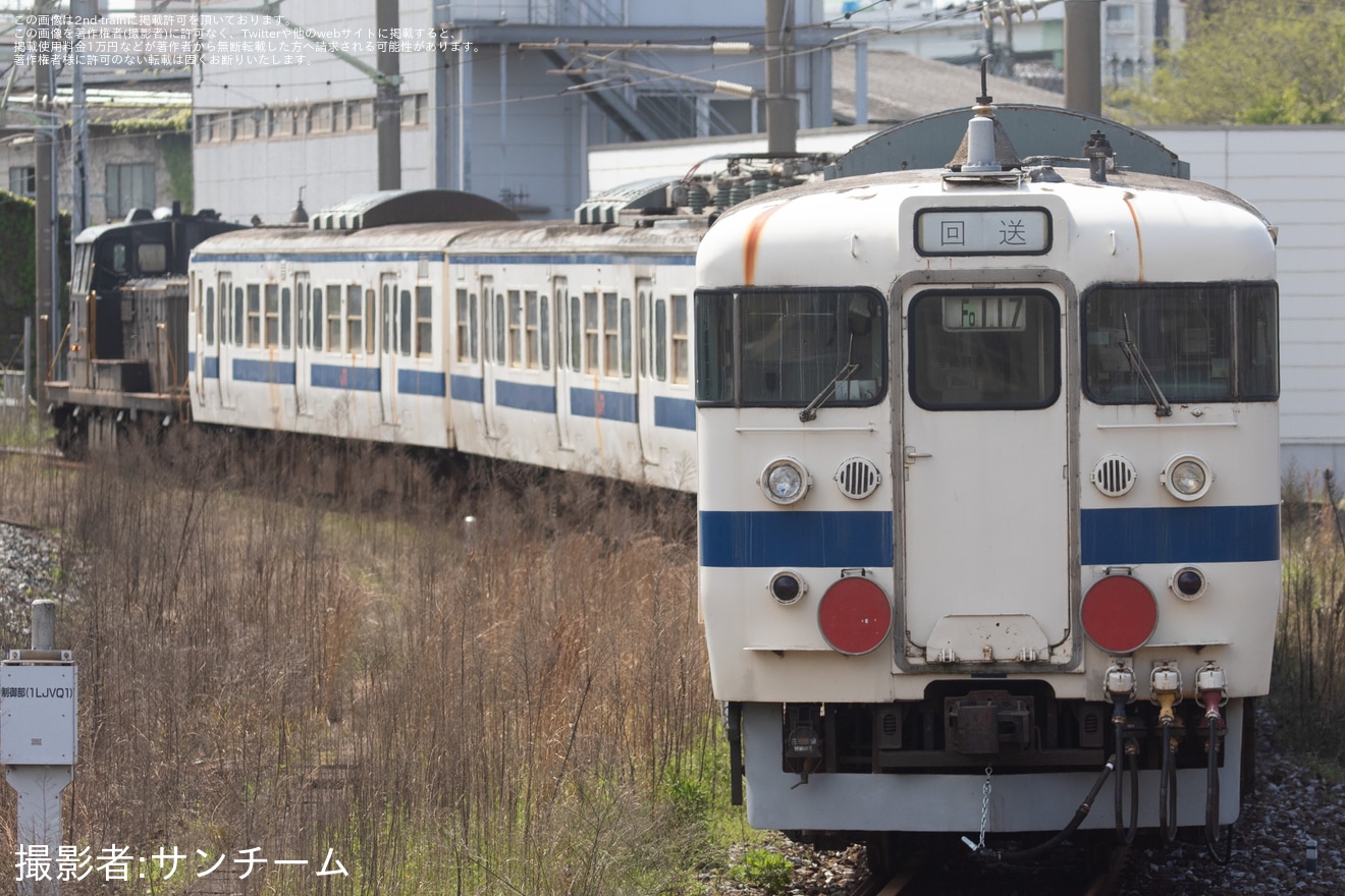 【JR九】415系Fo117編成が小倉総合車両センターへ廃車回送の拡大写真