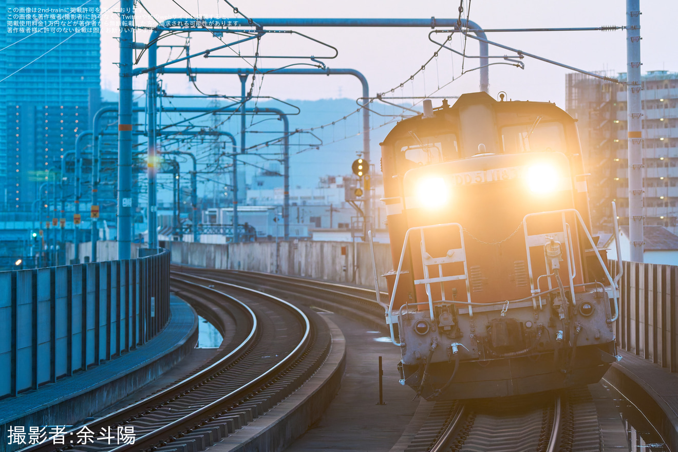 【JR西】関西本線奈良・郡山間高架化事業に伴う線路切替工事後の試運転の拡大写真