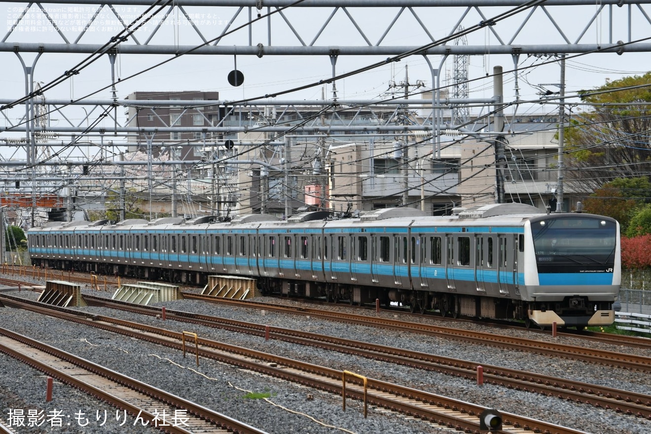 【JR東】E233系サイ176編成東京総合車両センター入場回送(202404)の拡大写真