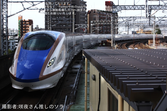 【JR東】E7系F22編成新幹線総合車両センター出場試運転を不明で撮影した写真