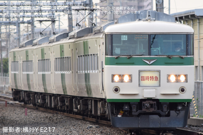 【JR東】「あしかが大藤吉川美南号」を運行を吉川美南駅で撮影した写真