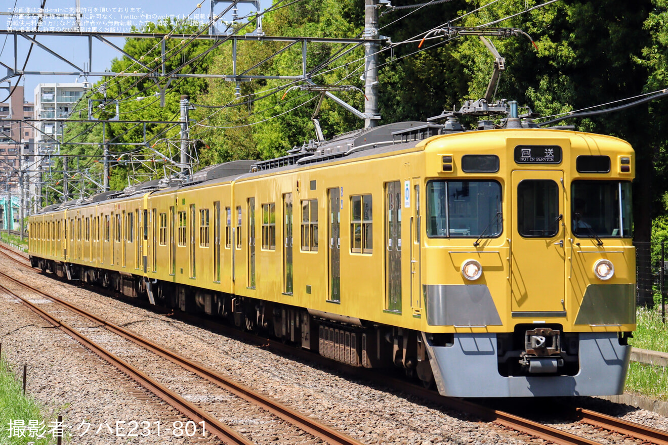 【西武】「昭和の黄色い電車大集合!昭和時代に製造された前パン車両の撮影会」、開催に伴う送り込み回送の拡大写真