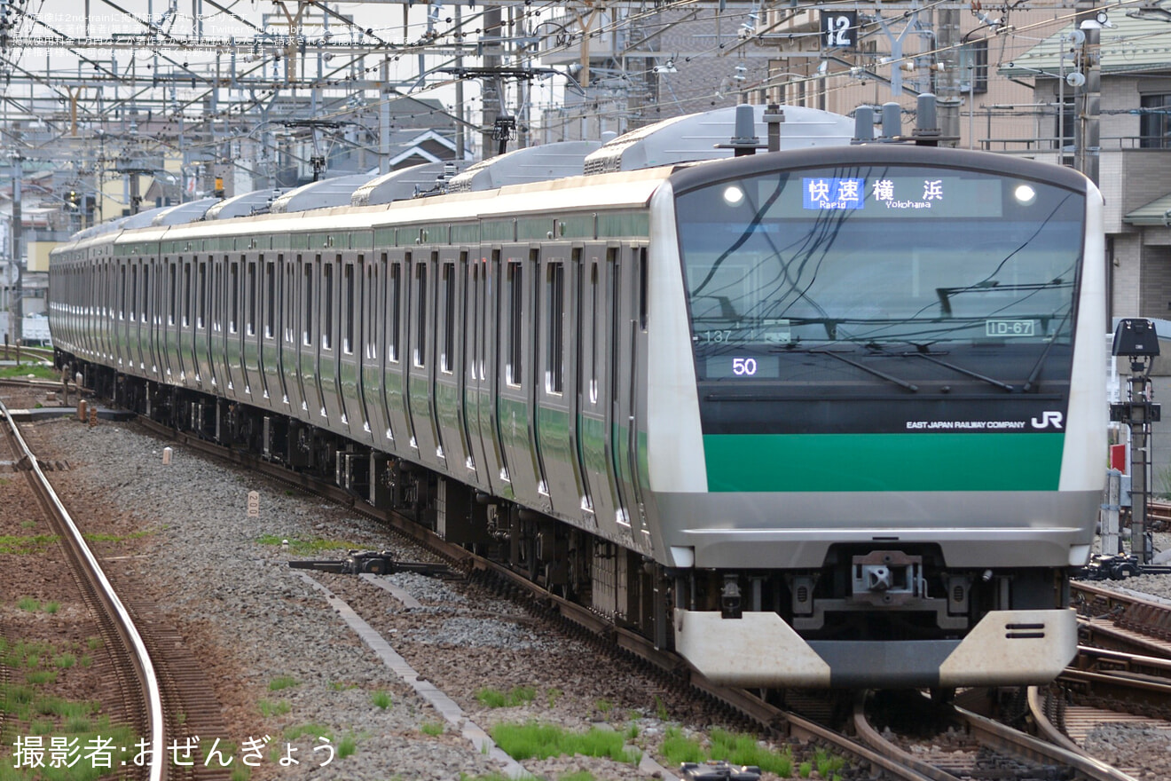【JR東】E233系7000番台ハエ137編成が相鉄車運用の50を代走の拡大写真