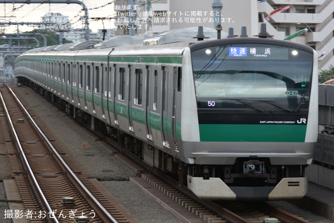 【JR東】E233系7000番台ハエ137編成が相鉄車運用の50を代走を天王町駅で撮影した写真