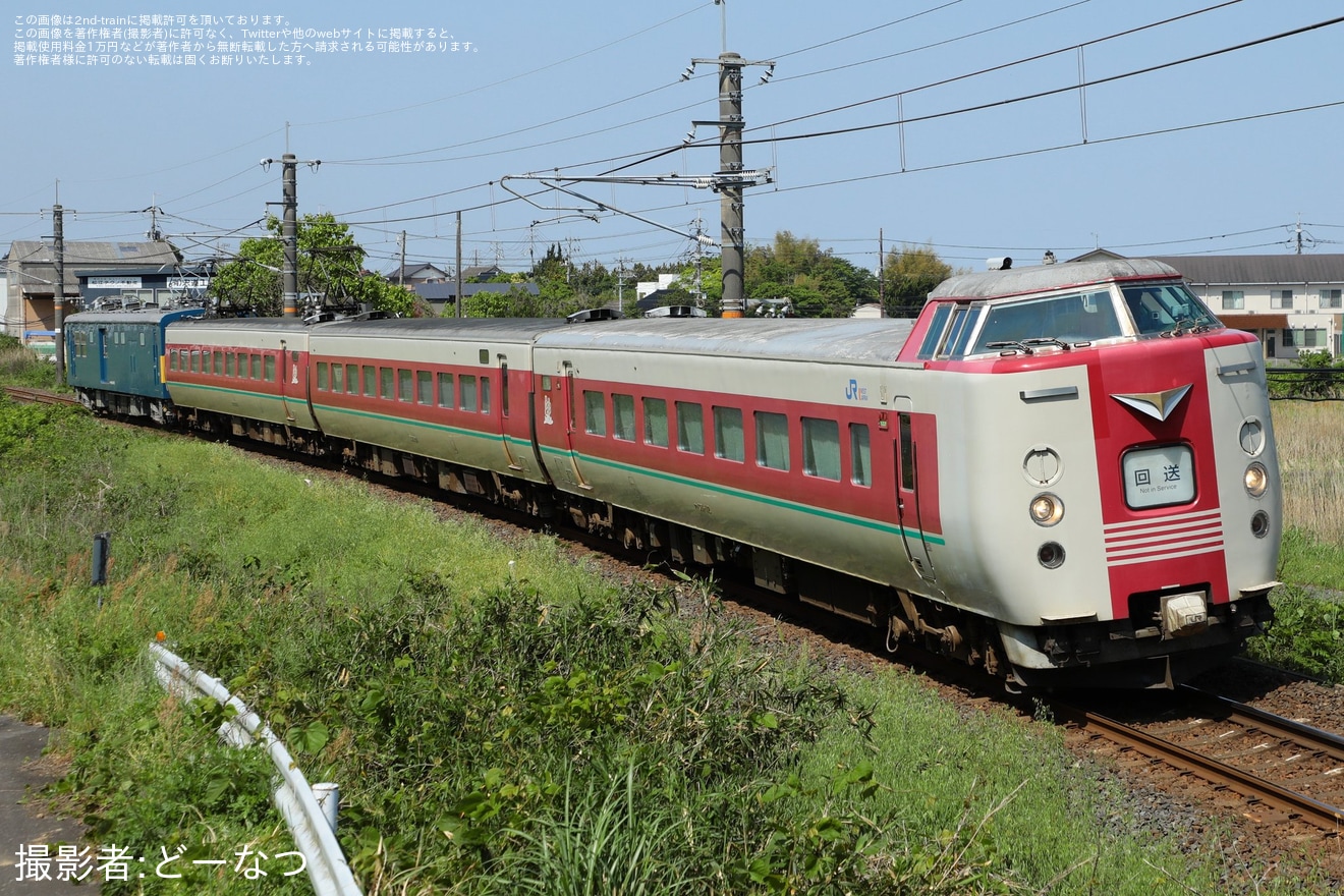 【JR西】381系3両が後藤総合車両所本所へ回送の拡大写真