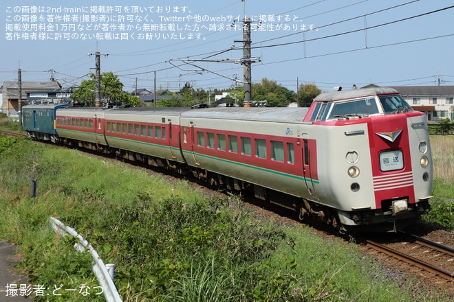 【JR西】381系3両が後藤総合車両所本所へ回送を不明で撮影した写真