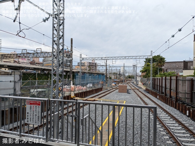 【東武】春日部駅の1/2番線が仮設ホームへ切り替えを春日部駅で撮影した写真
