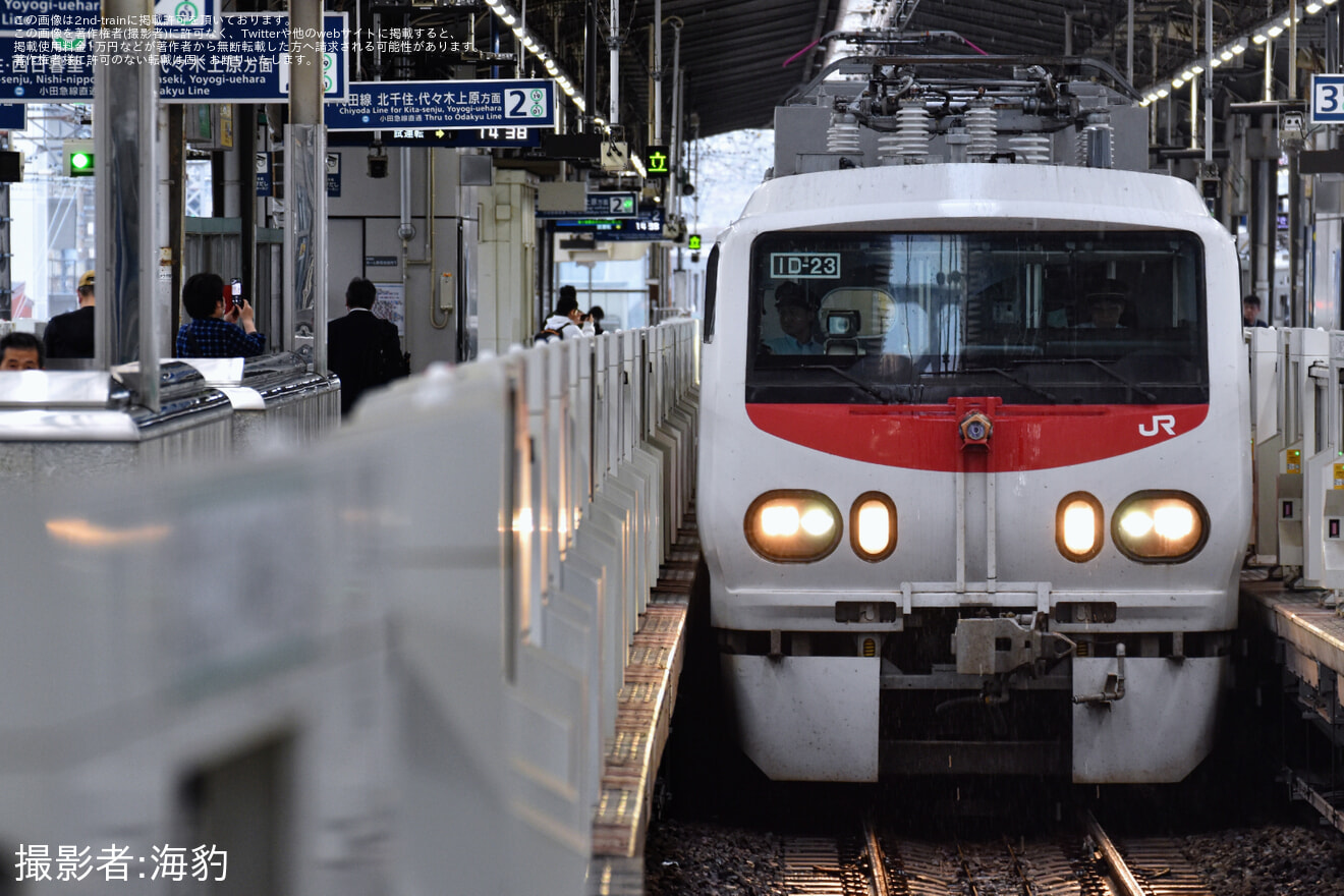 【JR東】E491系”East-i E”による常磐緩行線検測で東京メトロ管理駅の綾瀬への拡大写真
