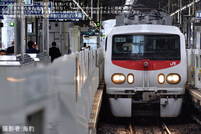 【JR東】E491系”East-i E”による常磐緩行線検測で東京メトロ管理駅の綾瀬へを綾瀬駅で撮影した写真