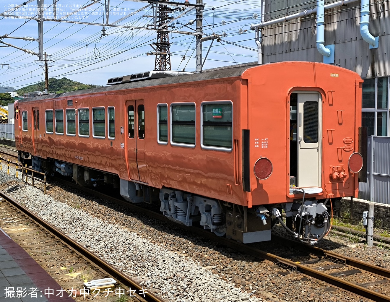 【JR西】キハ47−3007下関総合車両所本所出場構内試運転の拡大写真