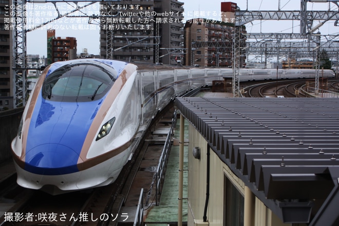【JR東】E7系F19編成新幹線総合車両センター出場試運転を不明で撮影した写真