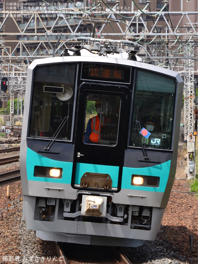 【JR西】125系F8編成 吹田総合車両所本所出場試運転を山崎駅で撮影した写真