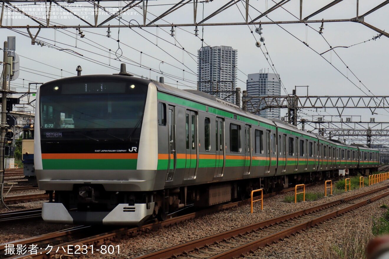 【JR東】E233系コツE-72編成 東京総合車両センター入場の拡大写真