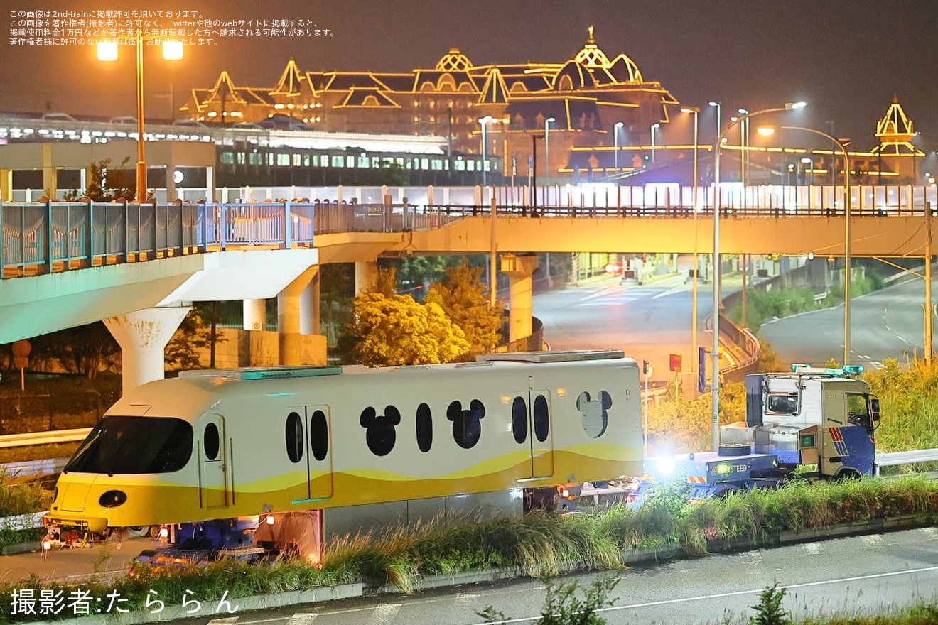 【舞浜リ】リゾートライナー (Type C)第101編成宗吾参道車両基地へ陸送の拡大写真