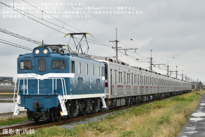 【東武】9000型9105F南栗橋工場出場回送を新郷～武州荒木間で撮影した写真