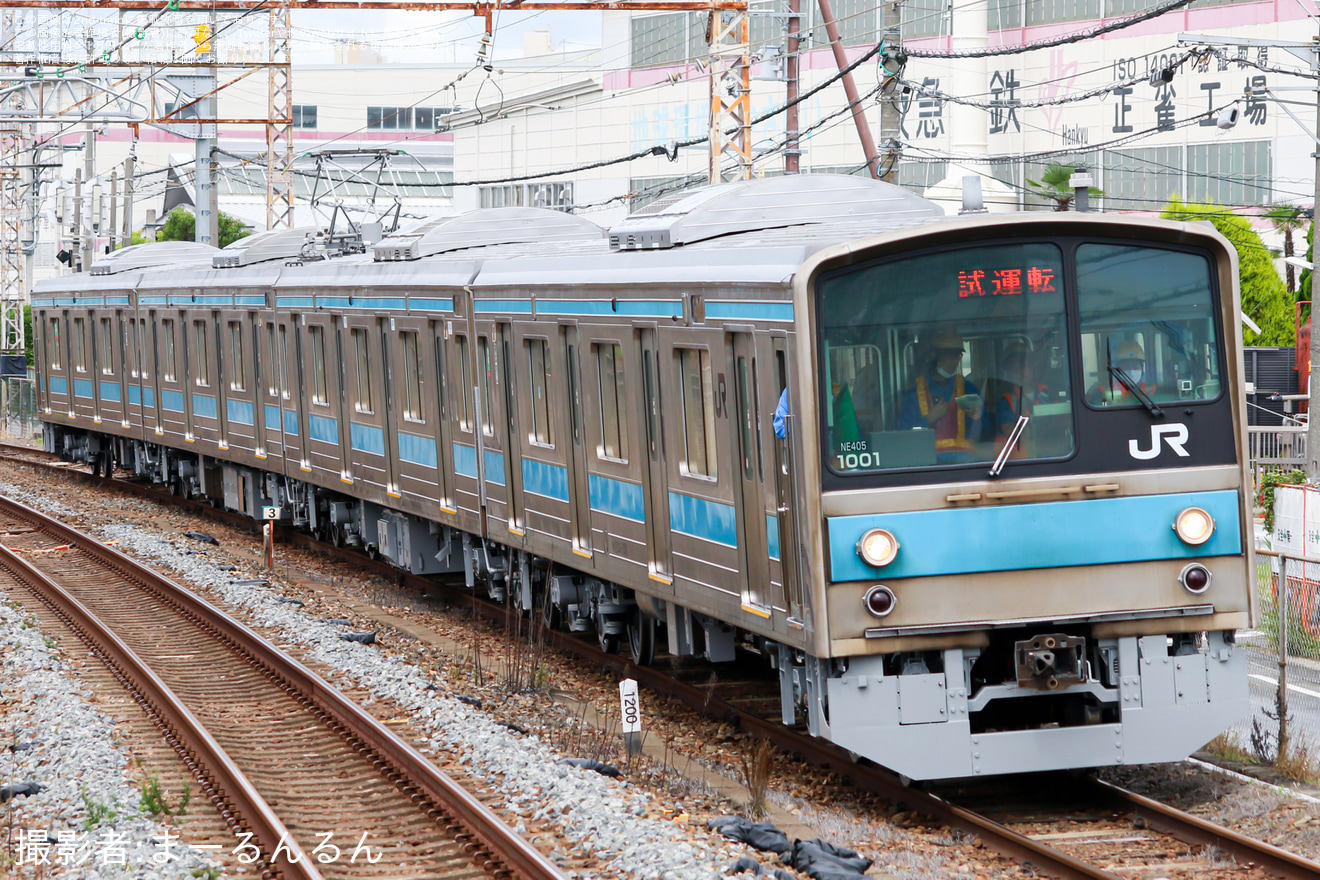 【JR西】205系NE405編成吹田総合車両所構内試運転の拡大写真