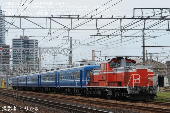 【JR西】12系5両 京都鉄道博物館展示送り込み回送を高槻～島本間で撮影した写真