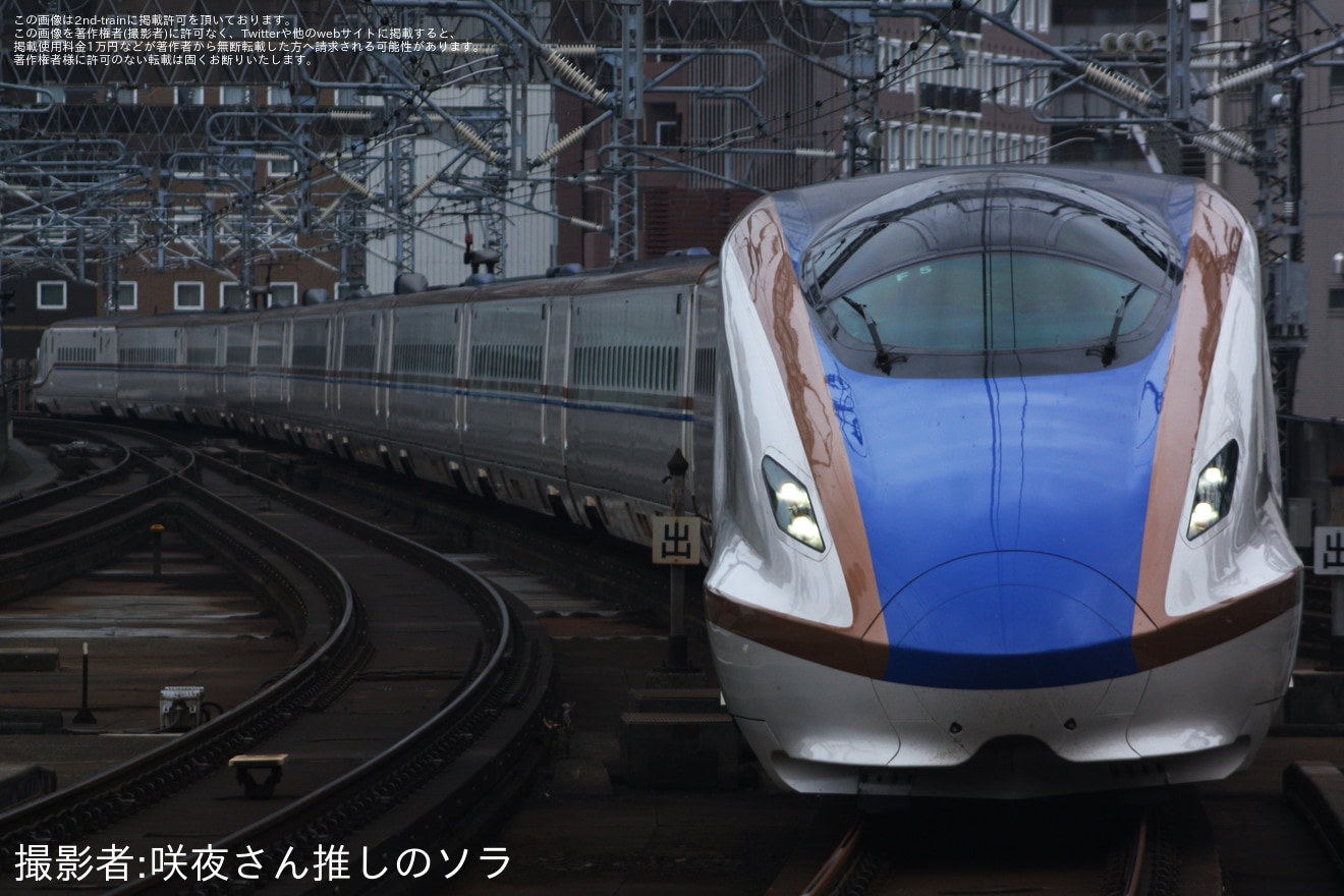 【JR東】E7系F5編成が台車検査を終えて試運転の拡大写真
