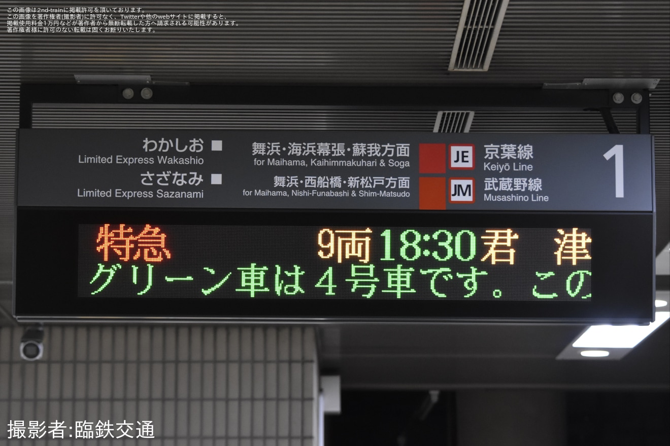 【JR東】特急さざなみ号255系による代走運行終了の拡大写真
