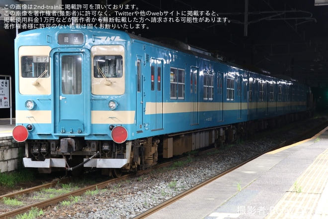 【JR九】103系1500番台E12編成 車輪削正回送を神埼駅で撮影した写真