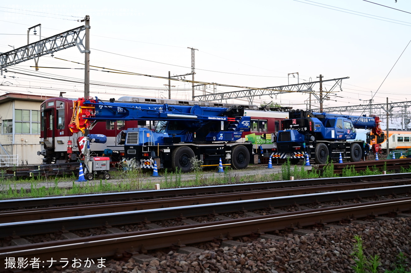 【近鉄】脱線した5800系DH04が西大寺検車区内で復旧への拡大写真