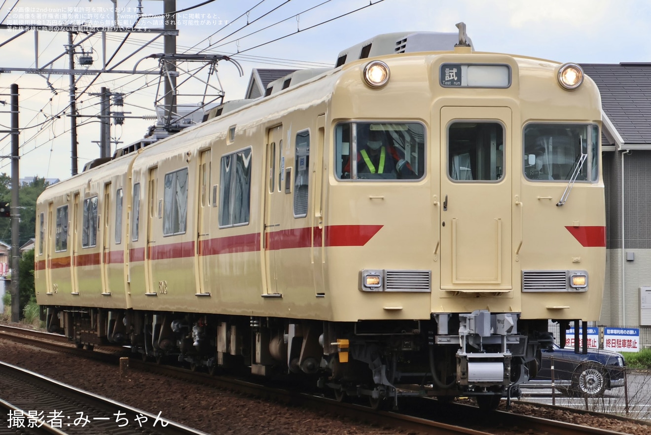 【名鉄】6000系6013F「5500系ストロークリーム復刻塗装」舞木検査場出場試運転 の拡大写真