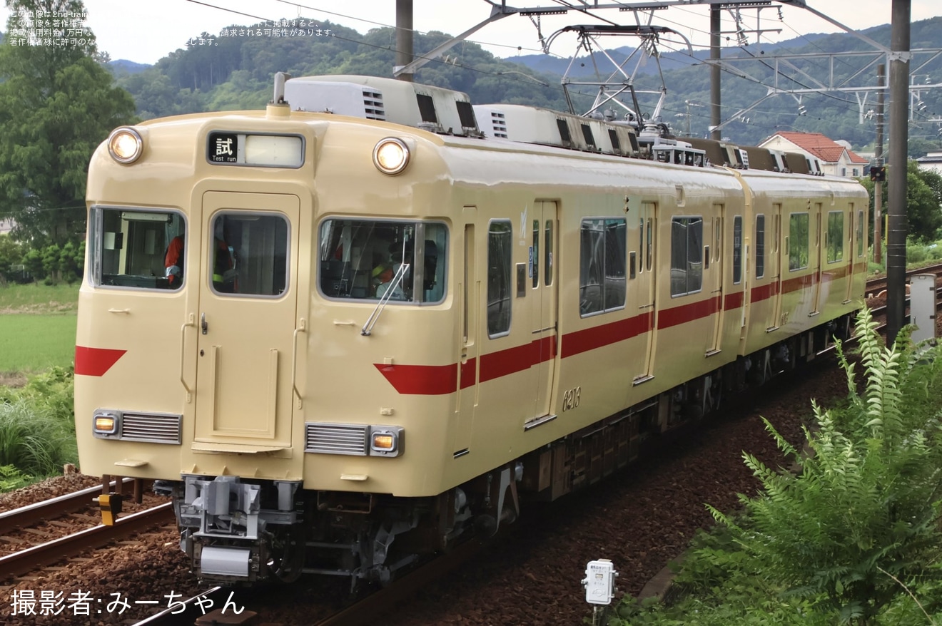 【名鉄】6000系6013F「5500系ストロークリーム復刻塗装」舞木検査場出場試運転 の拡大写真