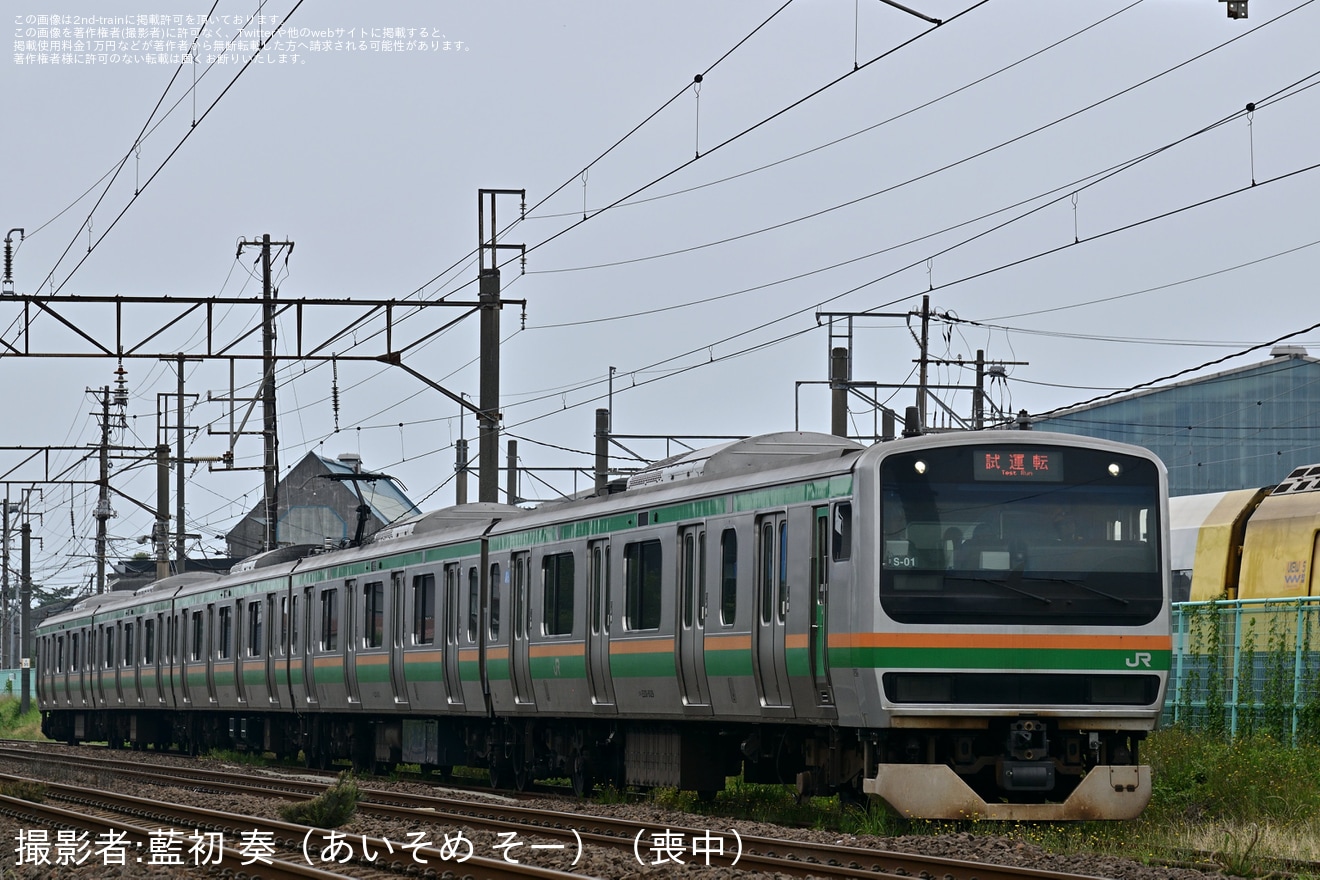 【JR東】E231系コツS-01編成秋田総合車両センター構内試運転の拡大写真