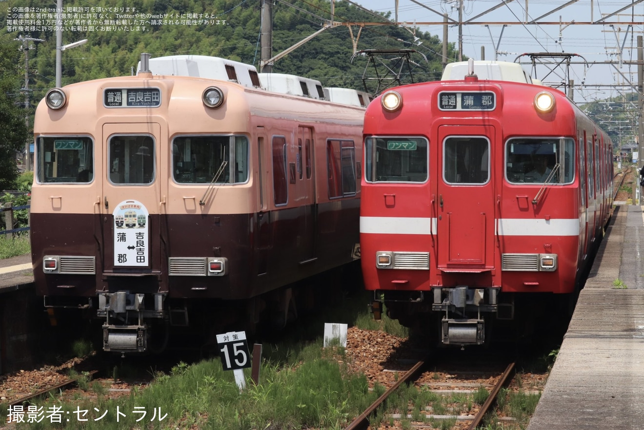 【名鉄】6000系6010Fへ「蒲郡線復刻塗装車両」イラスト行先系統板が掲出の拡大写真