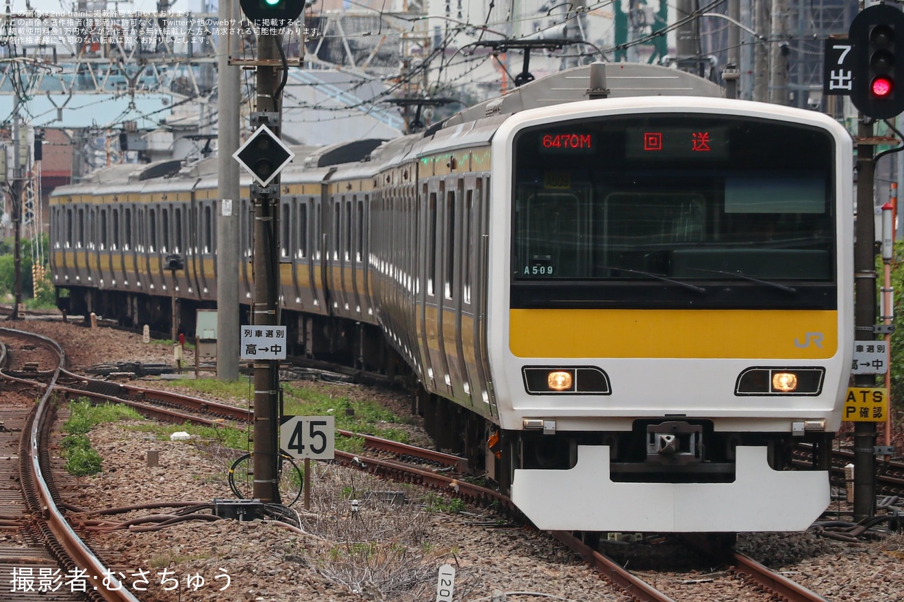 【JR東】E231系A509編成東京総合車両センター入場回送(202407)の拡大写真