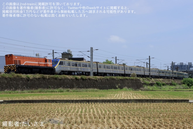 【台鐵】EMU800型EP857-858台湾車輌での修理を終えて出場に伴う輸送を不明で撮影した写真