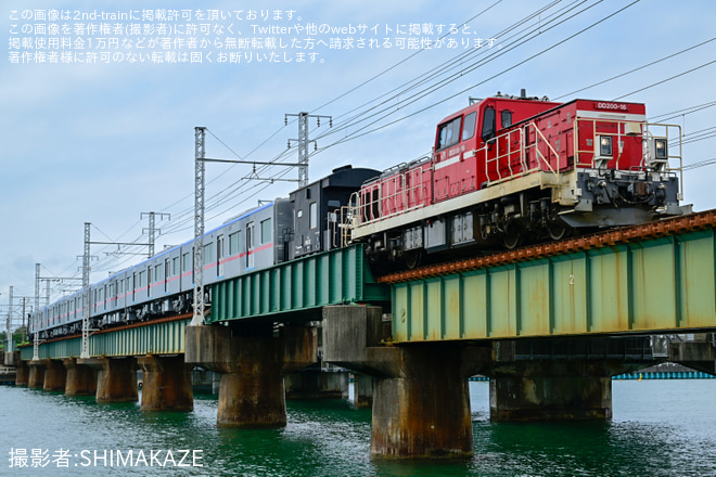 【京成】新型車両3200形6両出場甲種輸送を新居町～弁天島間で撮影した写真