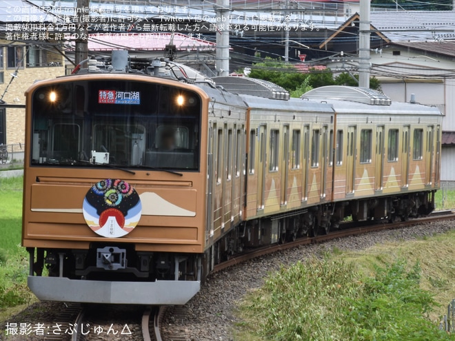 【富士山麓】「フジファブリックヘッドマーク」付き列車の運行を不明で撮影した写真