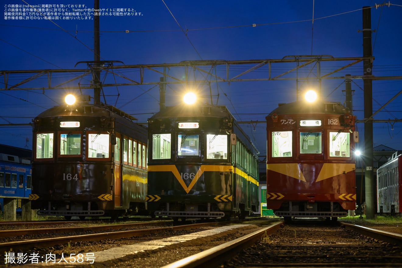 【阪堺】あびこ道車庫で「薄暮・夜間撮影会」が開催の拡大写真