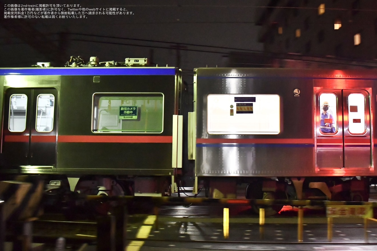 【京成】新型車両3200形が印旛車両基地から宗吾参道車両基地へ2両ずつ回送の拡大写真