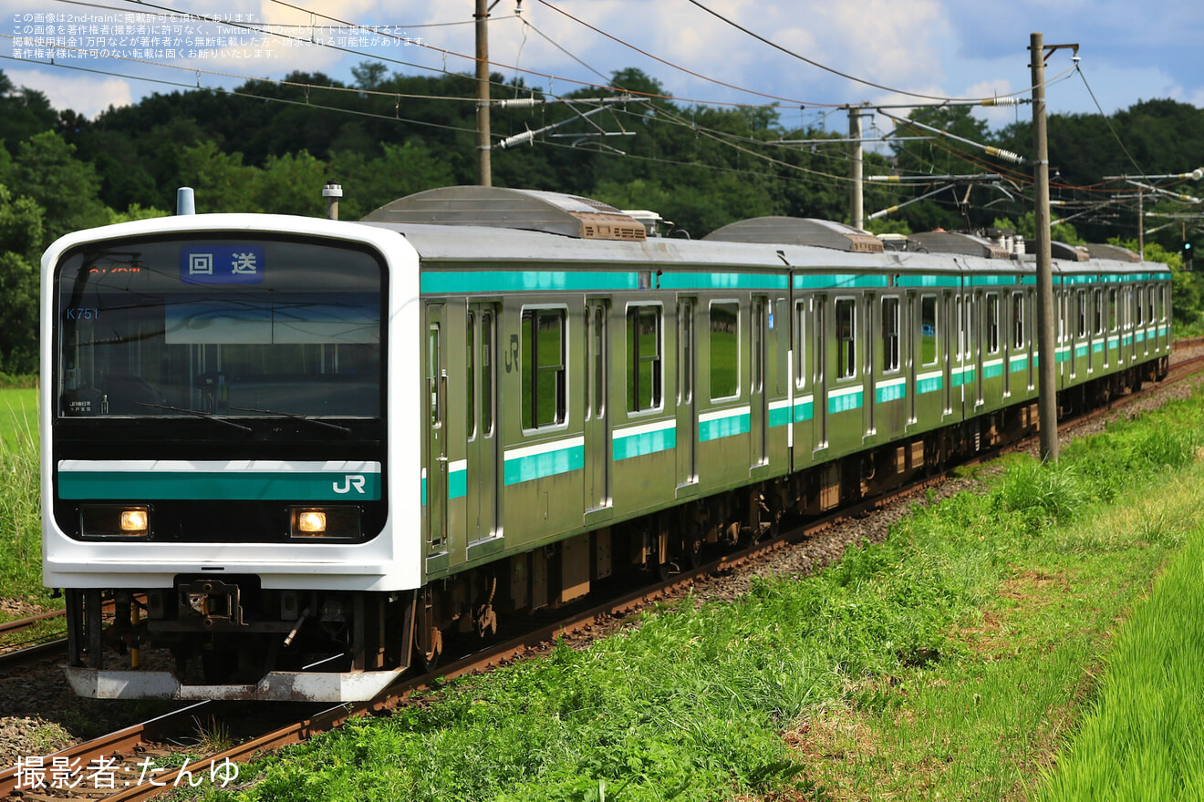 【JR東】E501系K751編成郡山総合車両センターへ回送の拡大写真