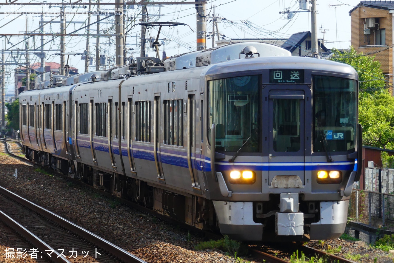 【あい鉄】521系AK15編成吹田総合車両所本所出場回送の拡大写真