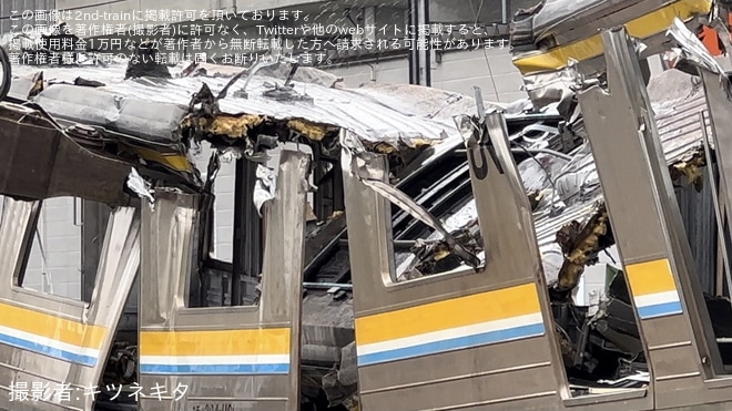 郡山総合車両センター付近で撮影された【JR東】205系T11編成のクモハ204-1101が解体