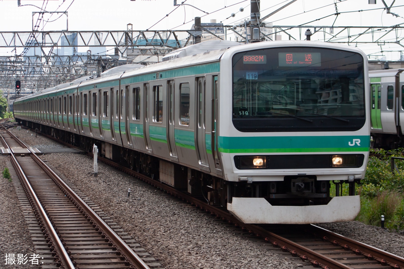 【JR東】E231系マト119編成東京総合車両センター出場回送の拡大写真