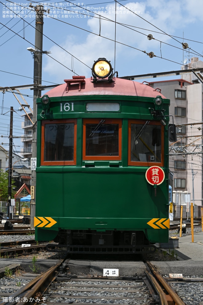 【阪堺】鉄道ファン有志にてモ161形を使用した貸切フォトラン列車/車庫内撮影会が開催を不明で撮影した写真