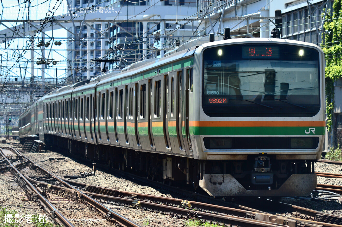 【JR東】E231系ヤマU-590編成 国府津車輪転削返却回送の拡大写真