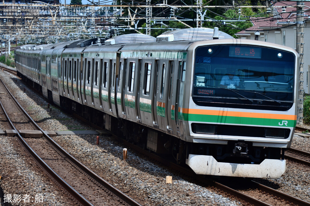 【JR東】E231系 ヤマU506編成 我孫子車輪転削返却回送の拡大写真