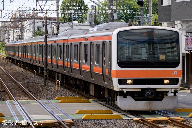 【JR東】209系M74編成大宮総合車両センター出場回送を土呂駅で撮影した写真