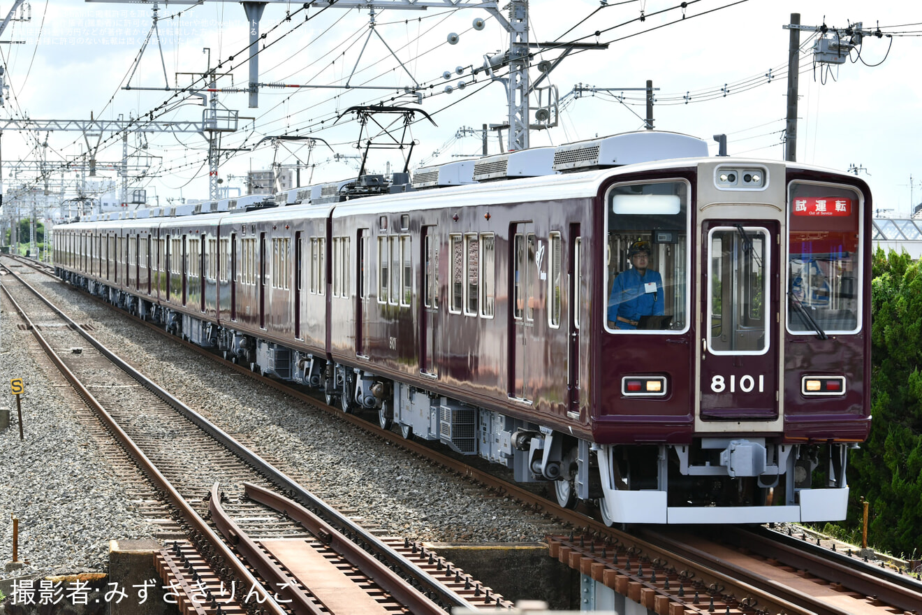 【阪急】8000系8001Fの正雀工場試運転の拡大写真