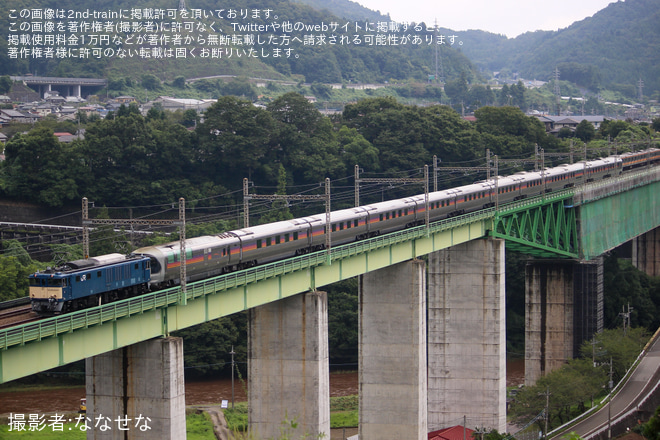 【JR東】EF64-1053牽引でカシオペアが竜王へ試運転を鳥沢〜猿橋間で撮影した写真